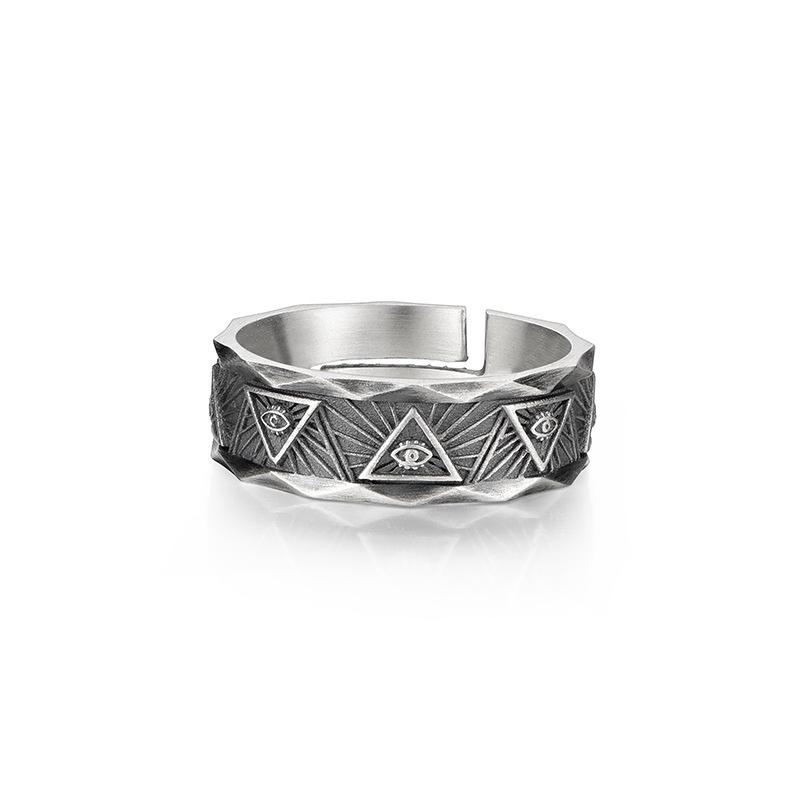 God's Eye Adjustable Ring for Men, Trendy Design, Niche Retro Personalized Handmade Gift
