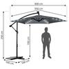 Folding Garden Umbrella, 6 Sections, 350 Cm, With Cover And Lights, Plonos Pl-882