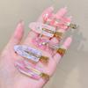 5pcs Fresh Gradient Shell Pattern Hair Clip Gold Accessories Oval Style Women's Daily Styling Light Luxury Decorative Headwear
