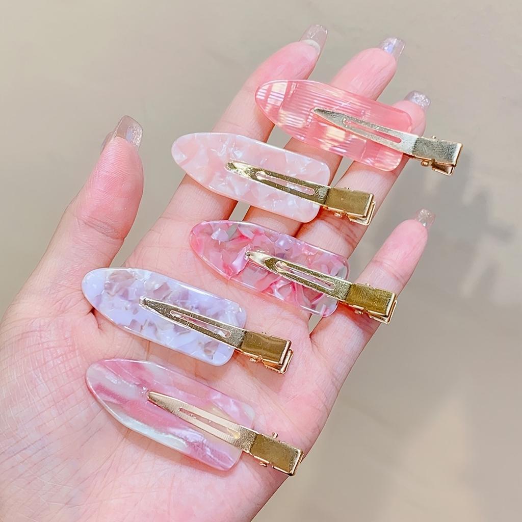 5pcs Fresh Gradient Shell Pattern Hair Clip Gold Accessories Oval Style Women's Daily Styling Light Luxury Decorative Headwear