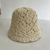Japanese Solid Color Knitted Hollow Fisherman'S Hat Children Spring And Summer Breathable Sunshade Sunscreen Hat Basin Hat