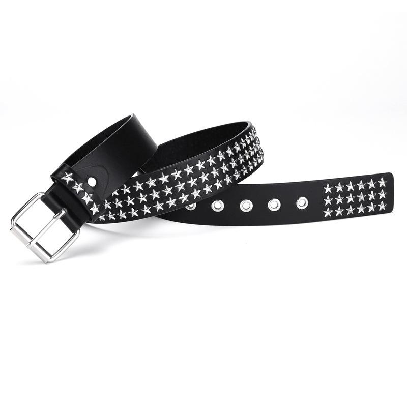 Cintura Punk Personalizzata Borchiata con Motivo a Stella per Donna Accessori Jeans alla Moda Versatile Cintura da Studente