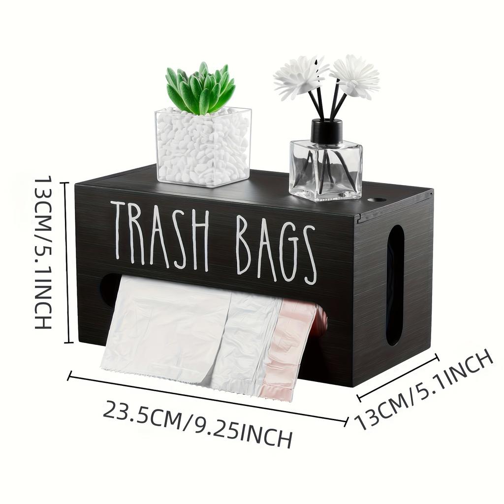 Wall-Mounted Wooden Trash Bag Dispenser - Space-Saving Kitchen Organizer with Easy View Window, Storage Bins for Home Organization
