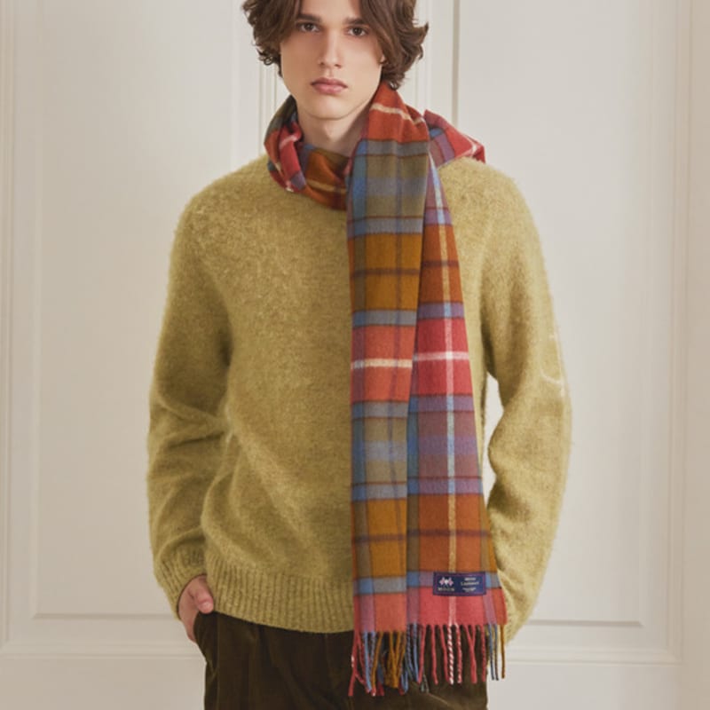 ABRAHAM MOON Merino Wool Shawl Muffler 50cm - Antique Buchanan