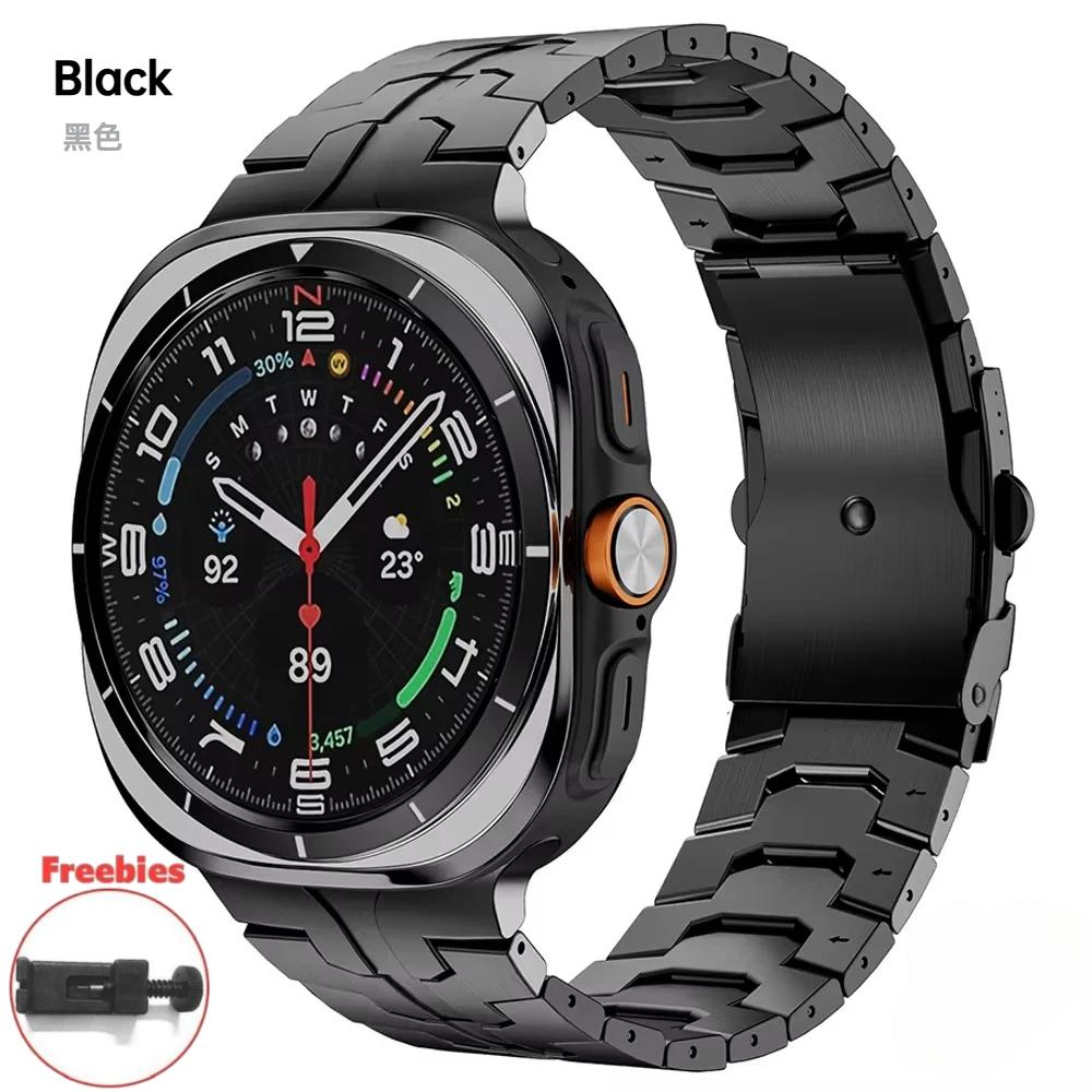 

Роскошный мужской ремешок для часов Samsung Galaxy Watch Ultra 47 мм, титановый металлический браслет для Galaxy Ultra 47, аксессуары для умных часов из нержавеющей стали Titanium alloy чёрный