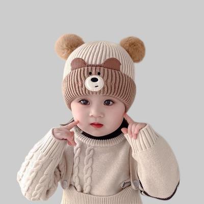 Super Leuke Baby Verdikte Wollen Pompon Muts met Oorbescherming voor Jongens & Meisjes - Herfst/Winter