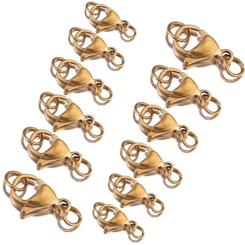 40Pcs Durable Stainless Steel Lobster Clasp for Bracelets and Necklaces Various Sizes Jewelry Making Kits Supplies