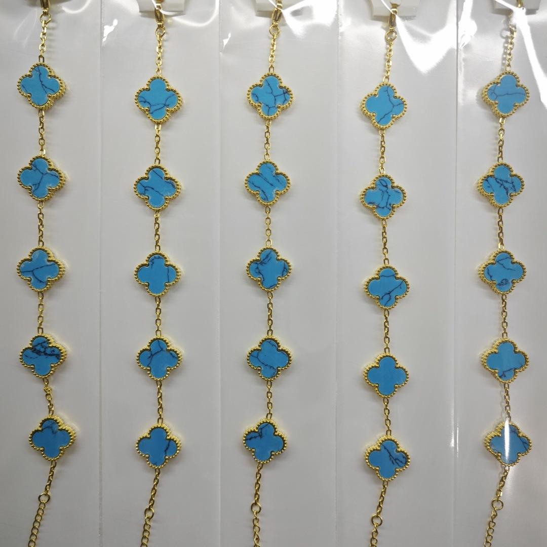 

Модный браслет-клевер с четырьмя лепестками 1,5 см с 18-каратным покрытием, двусторонний клевер из перламутра