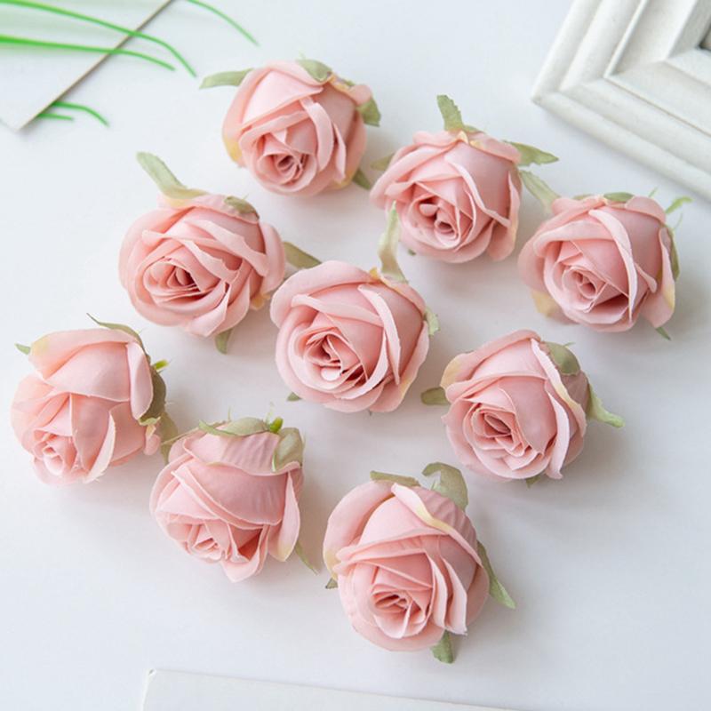Artificial Flowers Silk Roses Heads Garland Accessory Home Table Wedding Festival Decoration Valentine's Day Diy Gifts Scrapbook