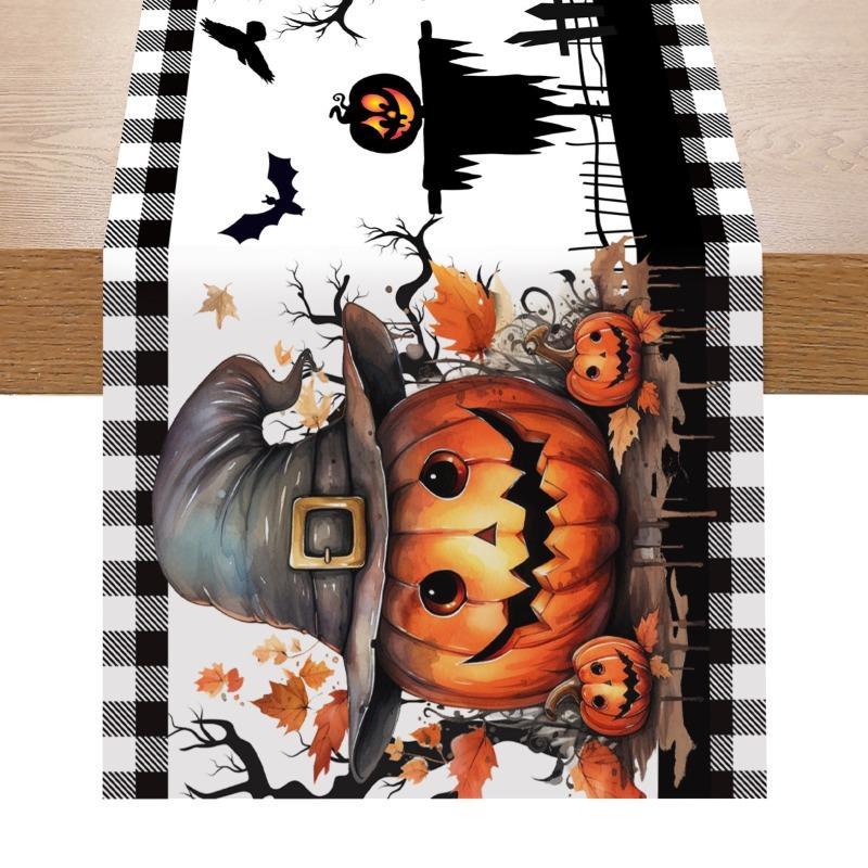 Halloween Table Runner Halloween Party Decoration Kids Favors Spooky Pumpkin Ghost Table Runner Trick or Treat Party Supplies