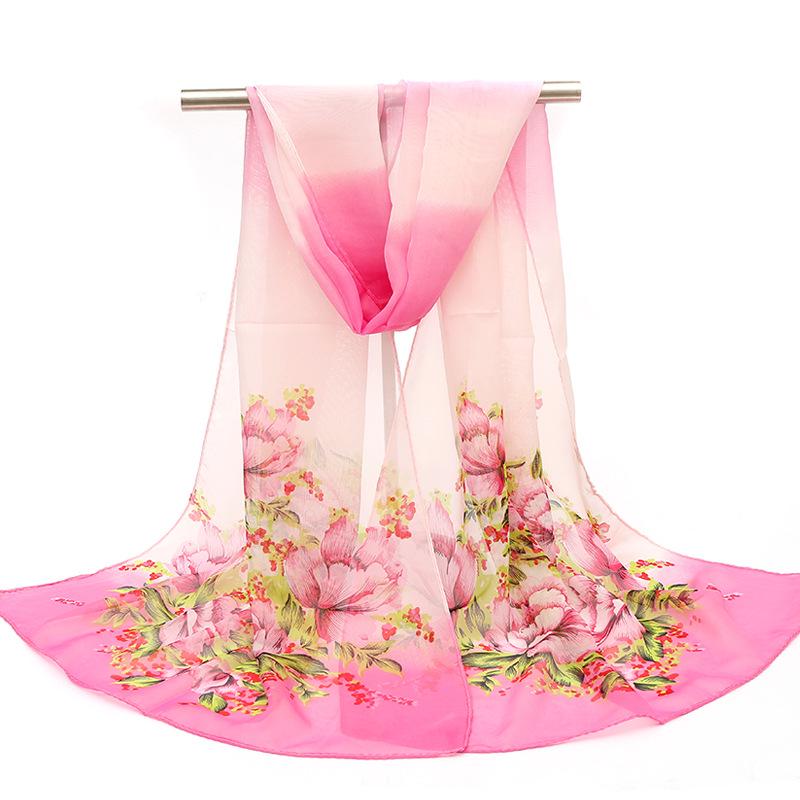 2026 Silk Chiffon Women's Scarf: Korean Style, Versatile, Long, and Thin for Spring, Autumn, Beach, or Winter Decoration