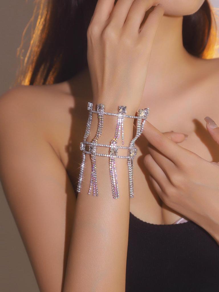 Townka Rhinestone Bracelet: Elegant Multilayer Design for Women, Perfect for Latin, Ballroom, or Belly Dance.
