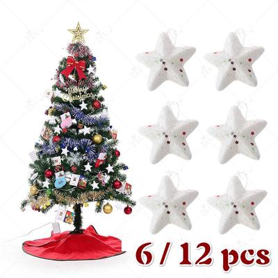 Hang Up Christmas Tree Pendant Decor Party Foam White Star Pentagram Hanging Ornament 6pcs/12pcs