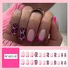 24/30PCS/BOX 3D Flower Bow Love Full Cover False Nail with Jelly Stickers Leopard Print Fake Nail Nail Tips For Women Girl
