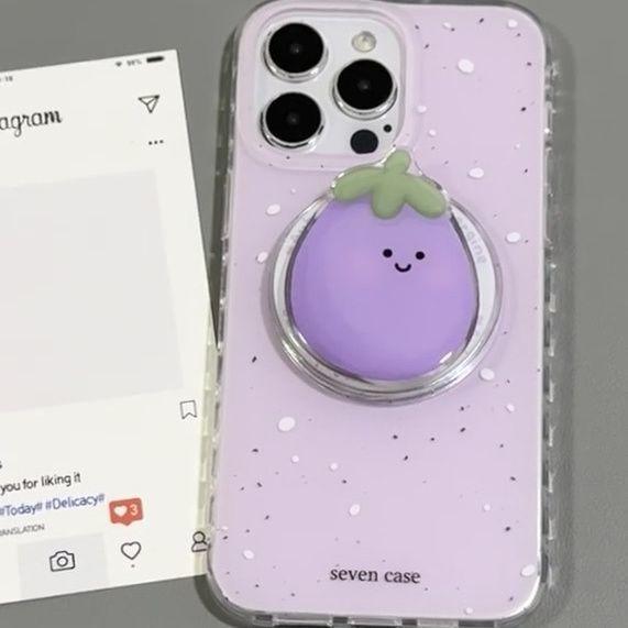 Magnetic Holder Phone Case for Apple iPhone 16 ProMax- Creamy Yellow Green Apple Pear Stand Silicone Phone Cover for iPhone