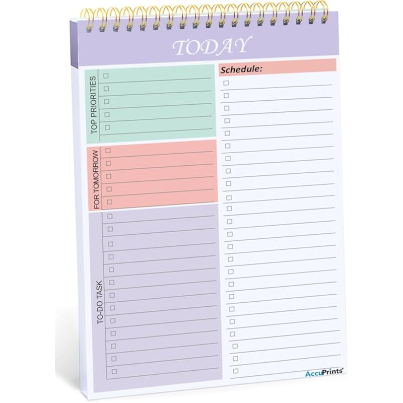 Accuprints A5 Daily Planner Schedule Undated 50 Sheets/100 Pages Tear Off, 5.8"" X 8.2"" Best Planner & Organiser