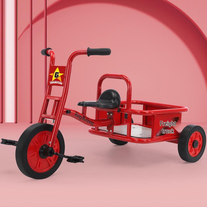 Kid's Early Learning Tricycle with Basket - Double Pedal Outdoor Ride-On Toy