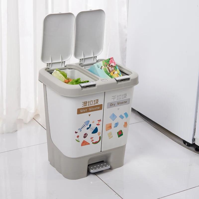 Kitchen Big Trash Can with Lid Wheels Odor Pedal Cube Storage Trash Can Bins Kosze Do Segregacji Smieci Waste Bins BG50WB