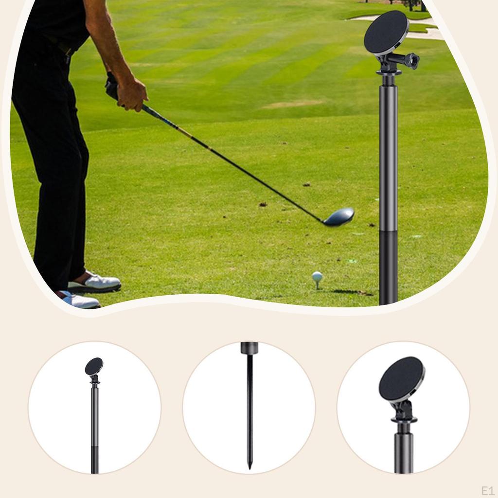 Golf Monopod Phone Holder Aluminum Alloy with Ground Stake Smartphone Mount Selfie Rod for Training