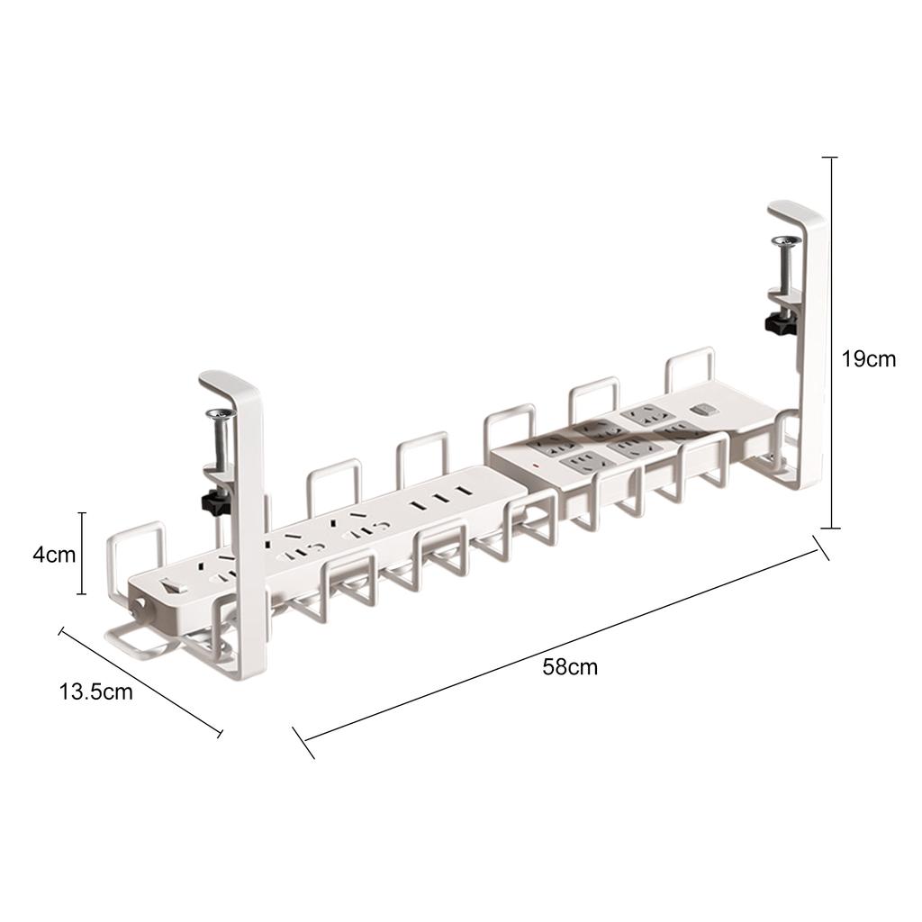 Under Desk Cable Tray - Under The Table Socket Cord Storage Holder Rack Outlet Organizer, Wire Cable Management for Office