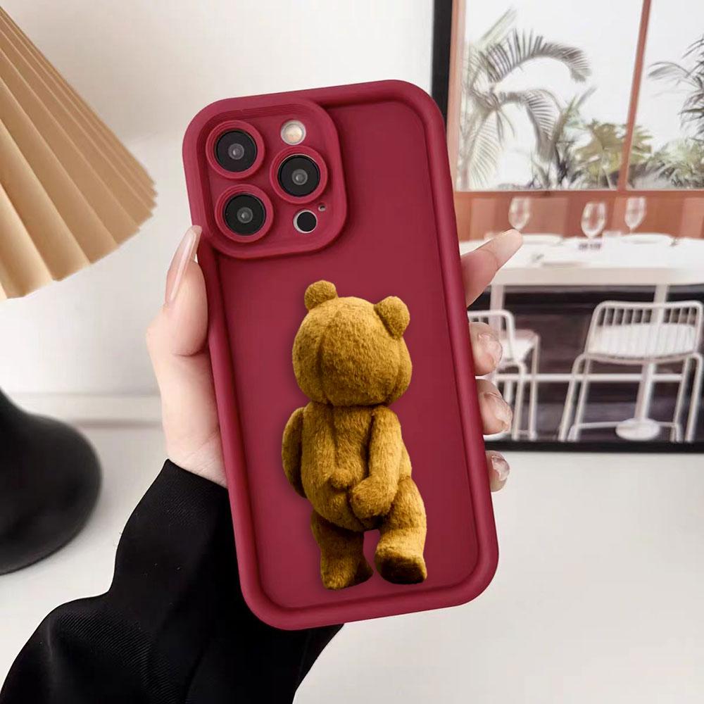 Cartoon Bär T-Teddy Handyhülle Für iPhone Apple 17 AIR 16 16E 11 12 13 14 15 XR Plus Pro Max DIY Hülle TPU Stoßfeste Hülle Capa