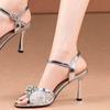 Nuove Sandali Donna Designer Lusso Estate 2026 Moda Oro Strass Tacco Alto Sottile Scarpe Eleganti da Festa per Signore Sandalias