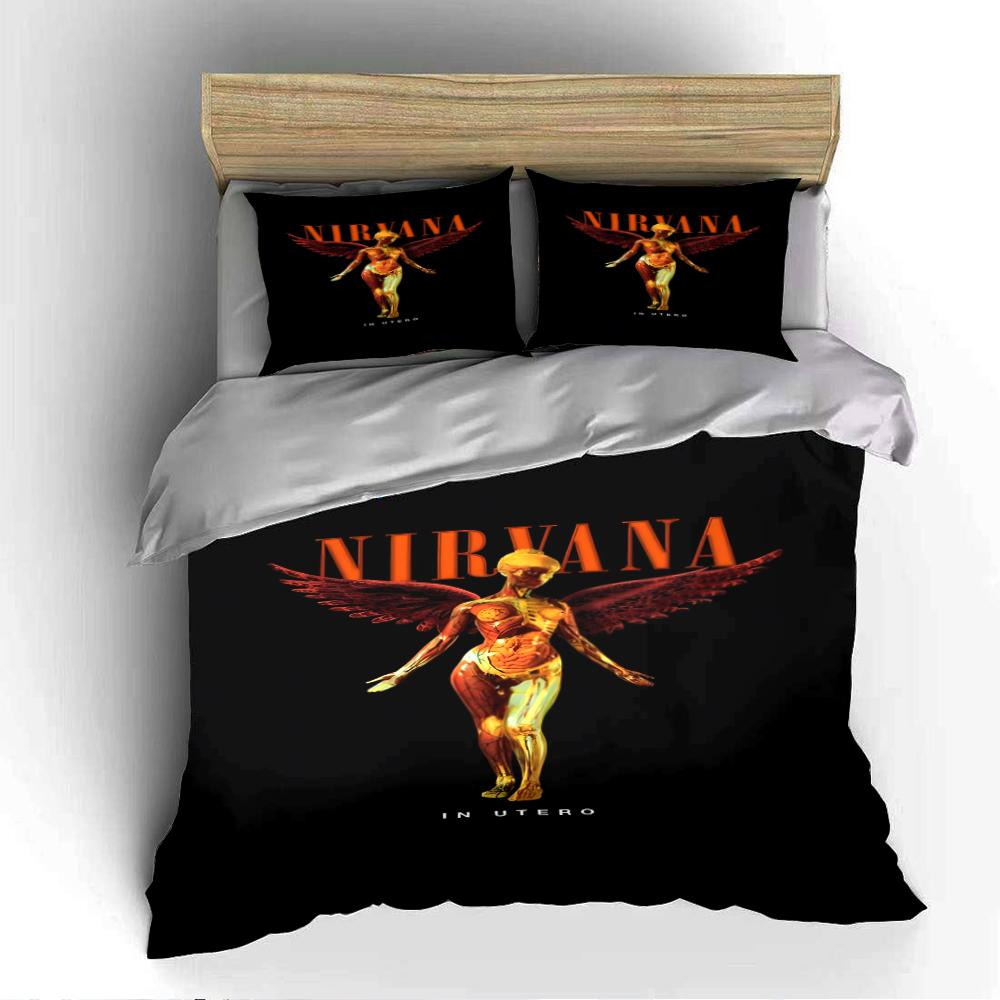 Nirvana In Utero Anděl Černá Sada povlečení Sada povlečení (1 povlak na přikrývku, 2 povlaky na polštář, přikrývka není součástí balení)