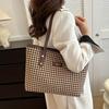 Retro Houndstooth Pattern Tote Bag, Large Capacity Shoulder Bag, Fashion Handbag For Work School Shopping