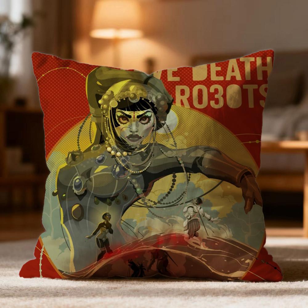 Popular L-LLove Death & Robots Cushion Cover Soft Washable Pillow Case Multi-Scene for Couch Bed Travel Office Use