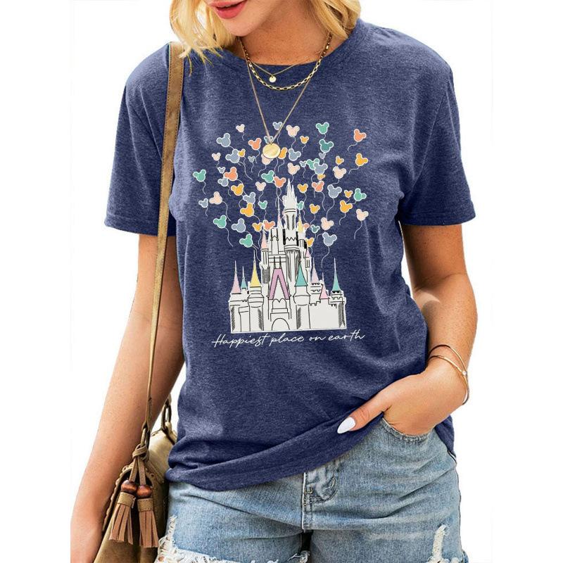 Women's Top Cat Print Short Sleeve T-Shirt