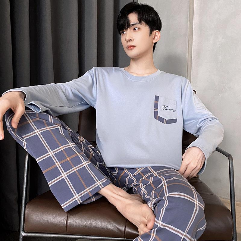 Pánské 2023 Jaro & Podzim Čistá Bavlna Dlouhý Rukáv Nadměrná Velikost Ležérní Domácí Oblečení