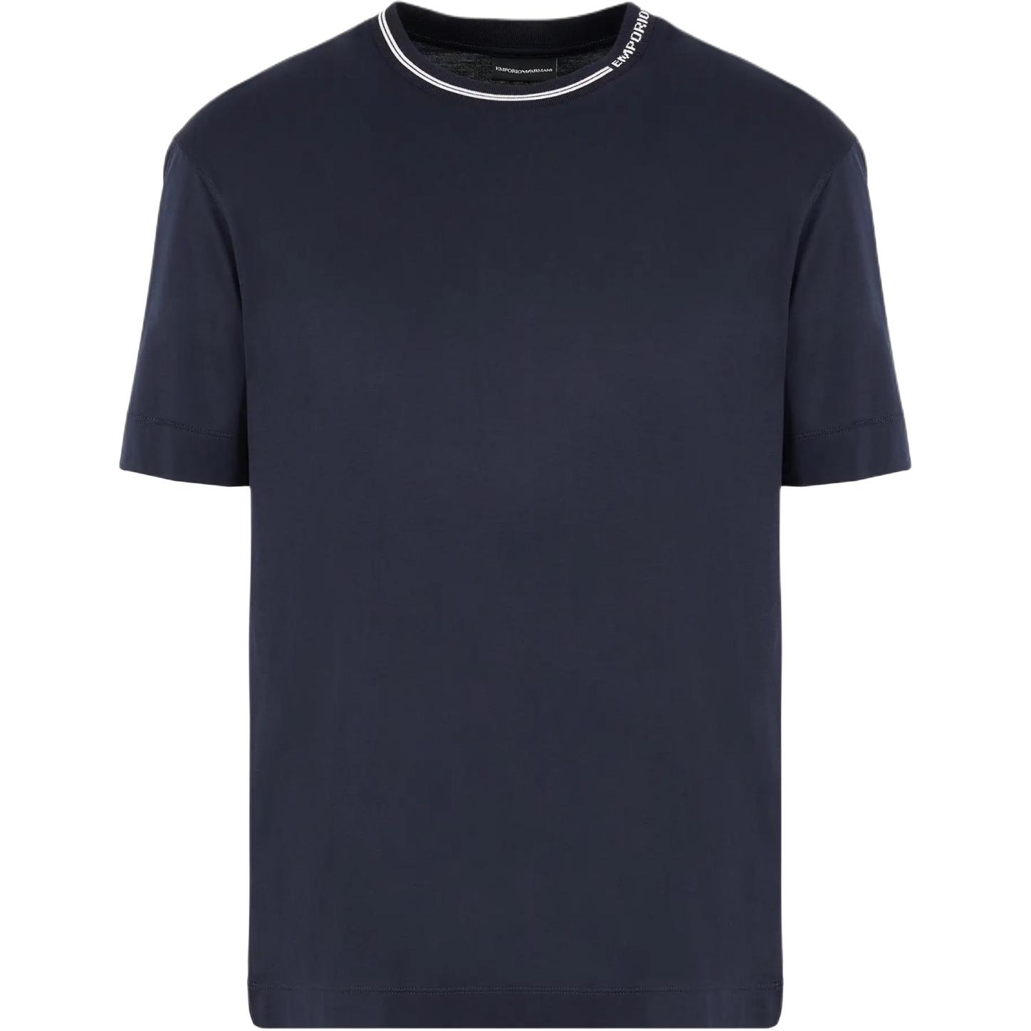 

Emporio Armani Letter Logo Striped Jacquard Crew Neck Short Sleeve T-Shirt Men t-shirts Navy-Blue 6D1T95-1JOSZ-0920 XXXL