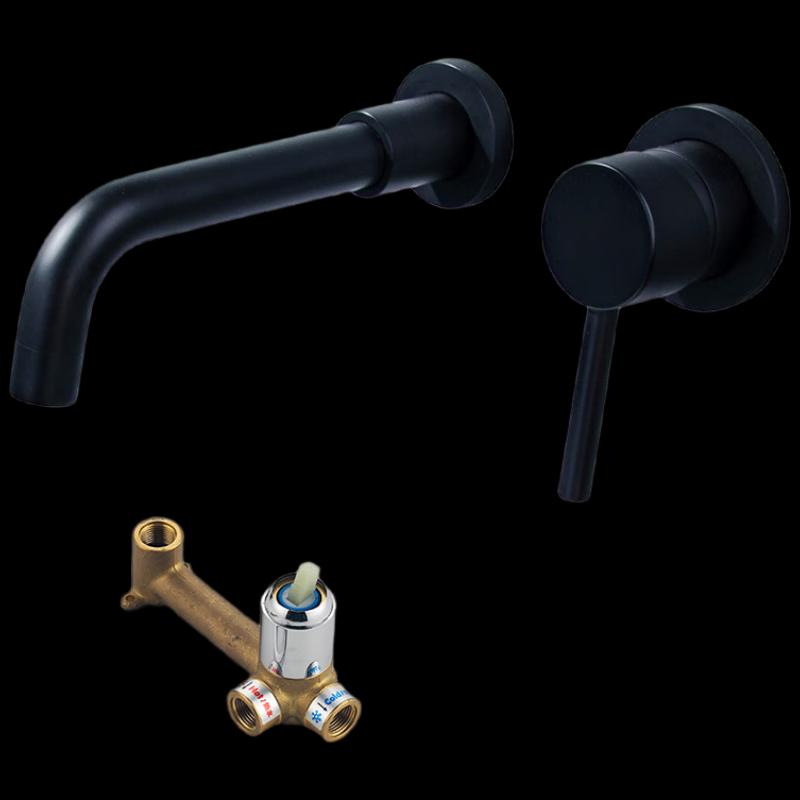 Matte Black Wall-Mounted Basin Faucet