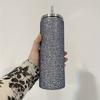 Bling Rhinestone Thermos Bottles Leopard Print Vacuum Flasks  Outdoor Activities