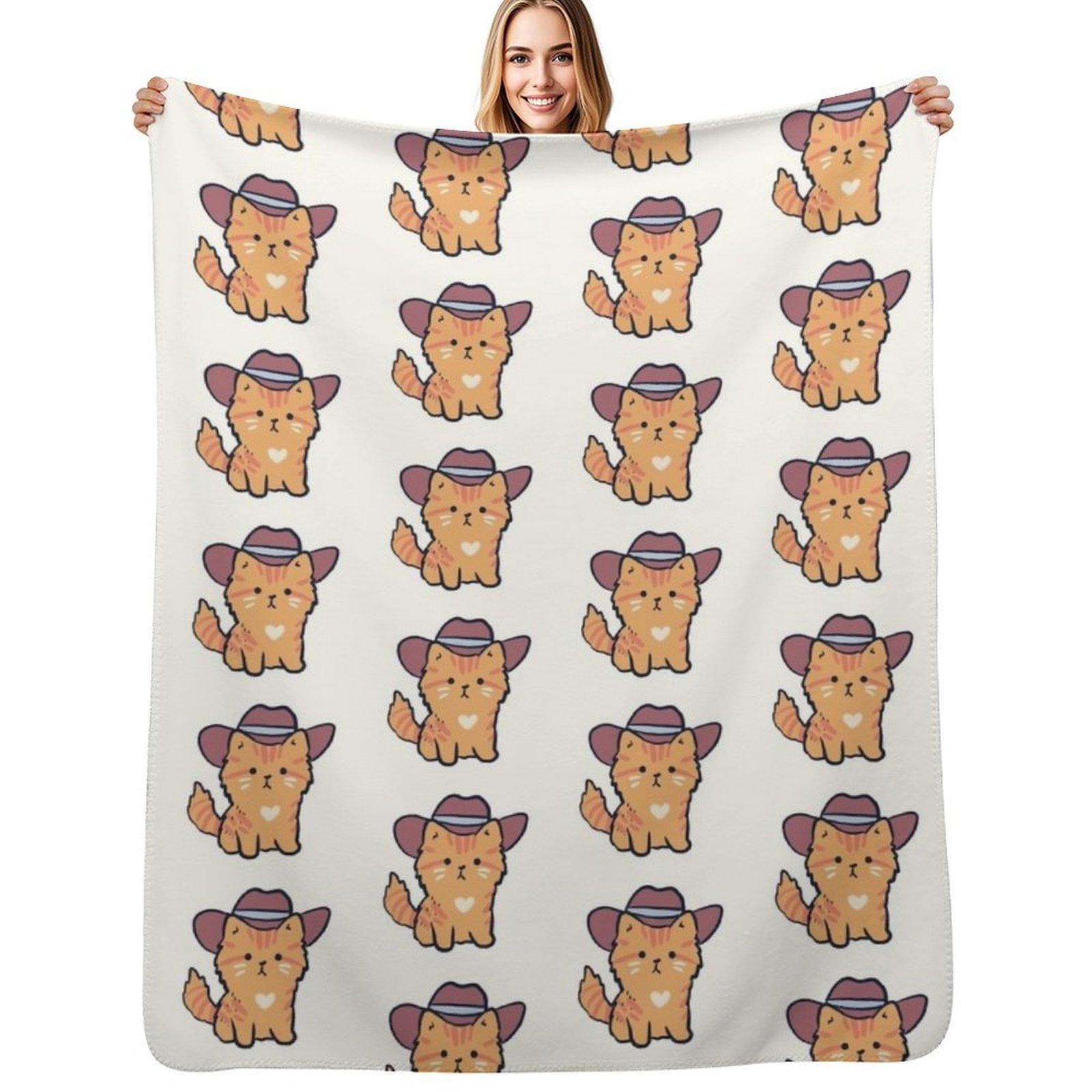 Cute Cowboy cat Throw Blanket Cozy Throw Blanket for Bed Sofa Chair 75x100cm