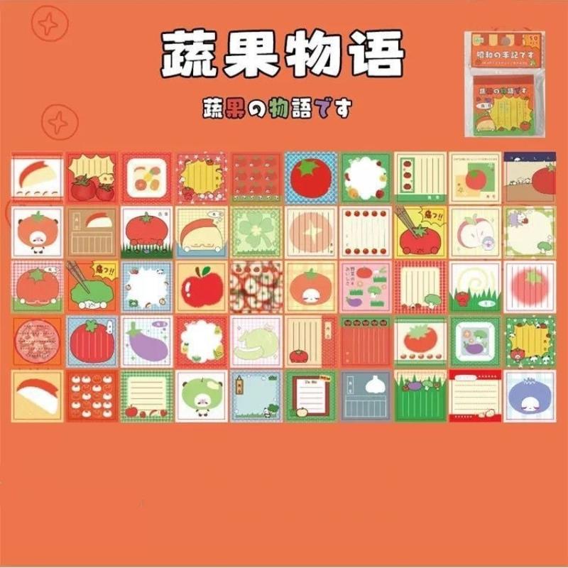 50Sheets Japanese Style Ancient Self-Adhesive Sticky Notes Message Stickers Kawaii Scrapbooking Note Stationery Supplies