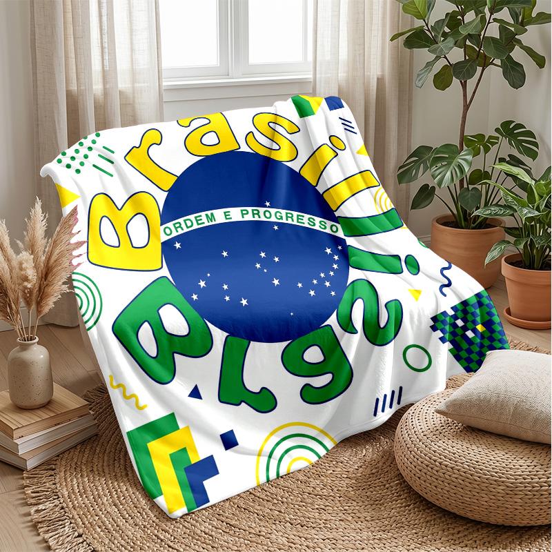 Coperta in Flanella Stampata Calcio Brasile Amica della Pelle Calda Decorativa Plaid per Divano Letto Interno Uso Quotidiano