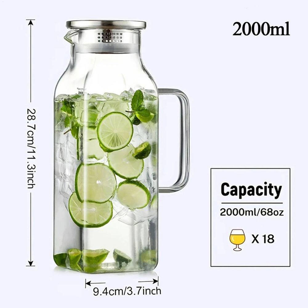 Glass Water Pitcher Water Jugs Sun Tea Bottles Cold Water Cup Cold Water Jugs High Borosilicate Glass Water Pitcher Drink Botte