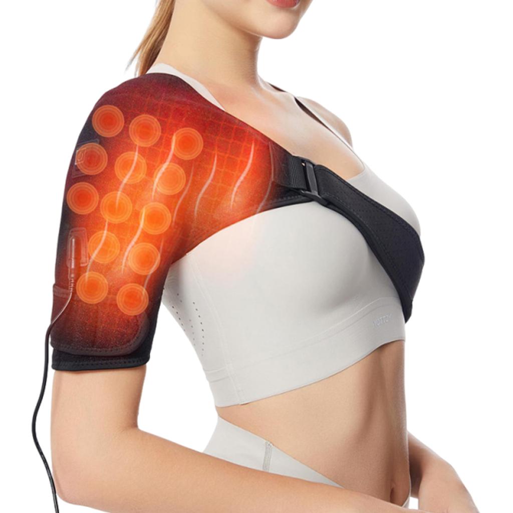 Electric Heated Shoulder Brace Wrap 3 Heat Levels Heating Pad Pain Relief Support Belt Strap Arm Shoulder Massage For Men&Women