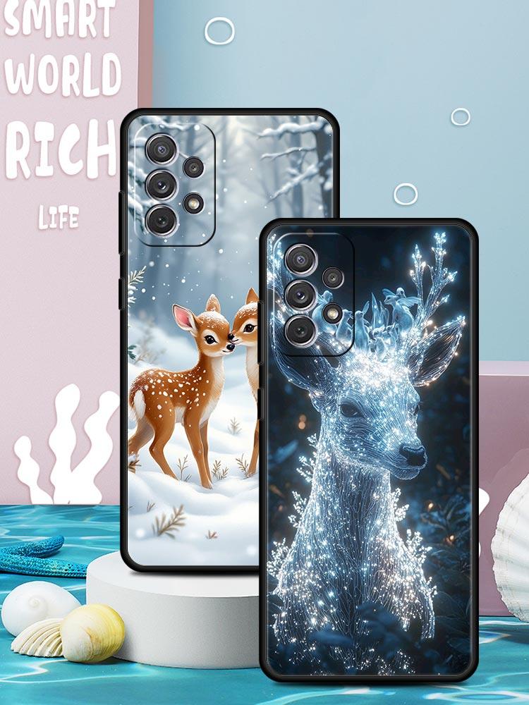 Cartoon Animal Deer Phone Case for Samsung Galaxy A55 A35 A15 A14 A13 A25 A54 A51 A71 A72 A73 A32 A52 A41 5G Soft TPU Shell Bags