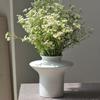 White Ceramic Vase Handmade Porcelain Bottle Flower Vase Hydroponics Terrarium Frisbee Pot Home Decoration Accessories