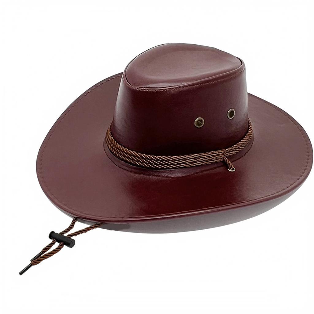 Unisex Western Leather Hat with Wide for