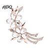 Alloy Shirt Jewelry Rhinestone Flower Branch Brooch for Women Elegant Floral Lapel Pin Exquisite Clothing Costume Pin Coat Bag Banquet Wear