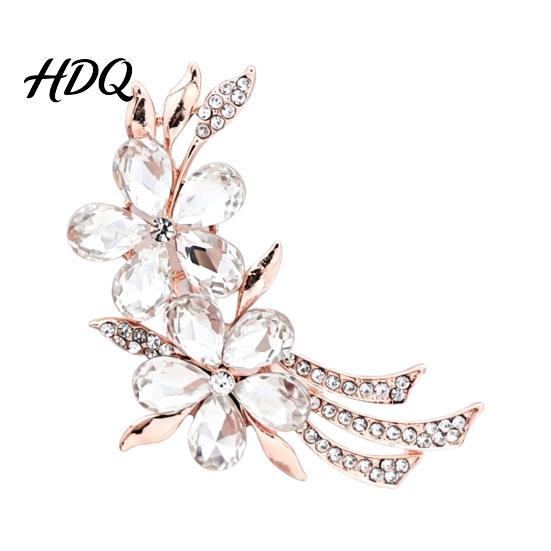 Alloy Shirt Jewelry Rhinestone Flower Branch Brooch for Women Elegant Floral Lapel Pin Exquisite Clothing Costume Pin Coat Bag Banquet Wear
