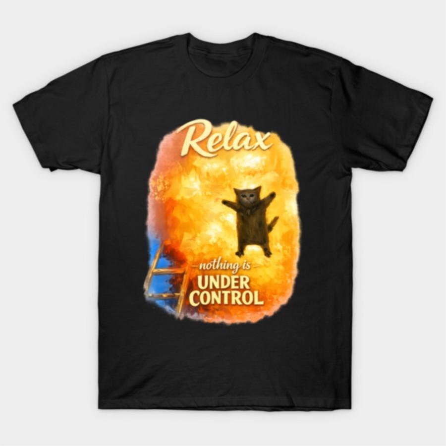

Overwhelmed But Smiling Relax Nothing Is Under Control T-shirt For Men Women 100% Cotton T Shirts Short Sleeve Tops 0403-3 - ... 5XL різнокольоровий