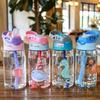 480ML Kids Handheld Portable Cartoon Pattern Water Sippy Cup Feeding Cup with Straws Leakproof Bottle For Outdoor Sports