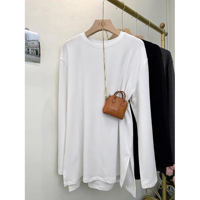 Women s Autumn/Winter Long Sleeve Round Neck Loose Top 2XL белый