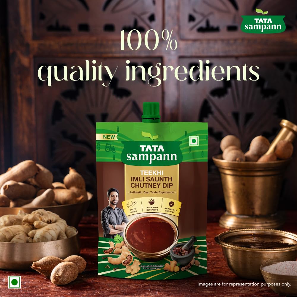 Tata Sampann Teekhi Imli Saunth Chutney Dip Spicy Tangy Tamarind Ginger Flavor For Snacks Meals 200 g
