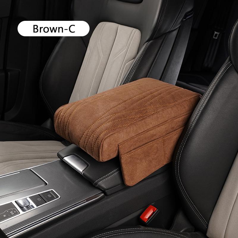Car Armrest Cushion Suede Armrest Cup Holder Center Console Increased Elbow Support  Armrest Cushion Vehicle Arm Storager Box