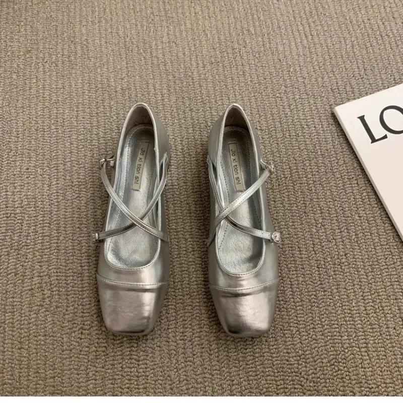 Fashion Retro Shallow Mary Jane Shoes for Women Pumps Soft Comfort Medium Heeled Red Ballet Single Shoes Zapatos De Mujer 2025 Style